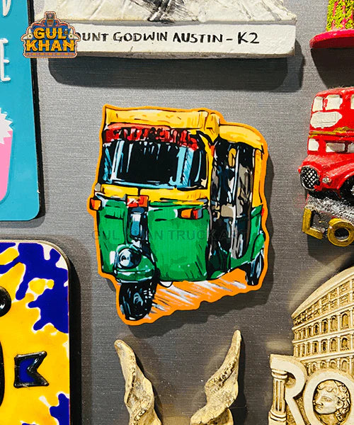 Green Rickshaw Fridge Magnet