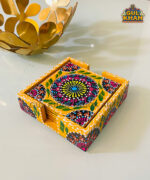Yellow Cone Art Coaster Set Of Six (Handpainted)
