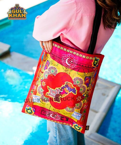 Red Pakistan Map Truck Art Tote Bag
