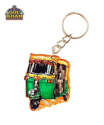 Green Rickshaw Premium Acrylic Key Chain (Dual side print)